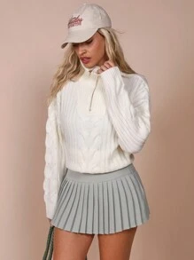 COSMINA Women's Regular Green Pleated High Waist Casual Midi Skirt