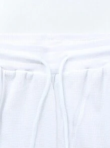 Manfinity Homme Men's Solid Color Polo Shirt And Shorts Set, Casual & Minimalist For Daily Wear - White - View 6