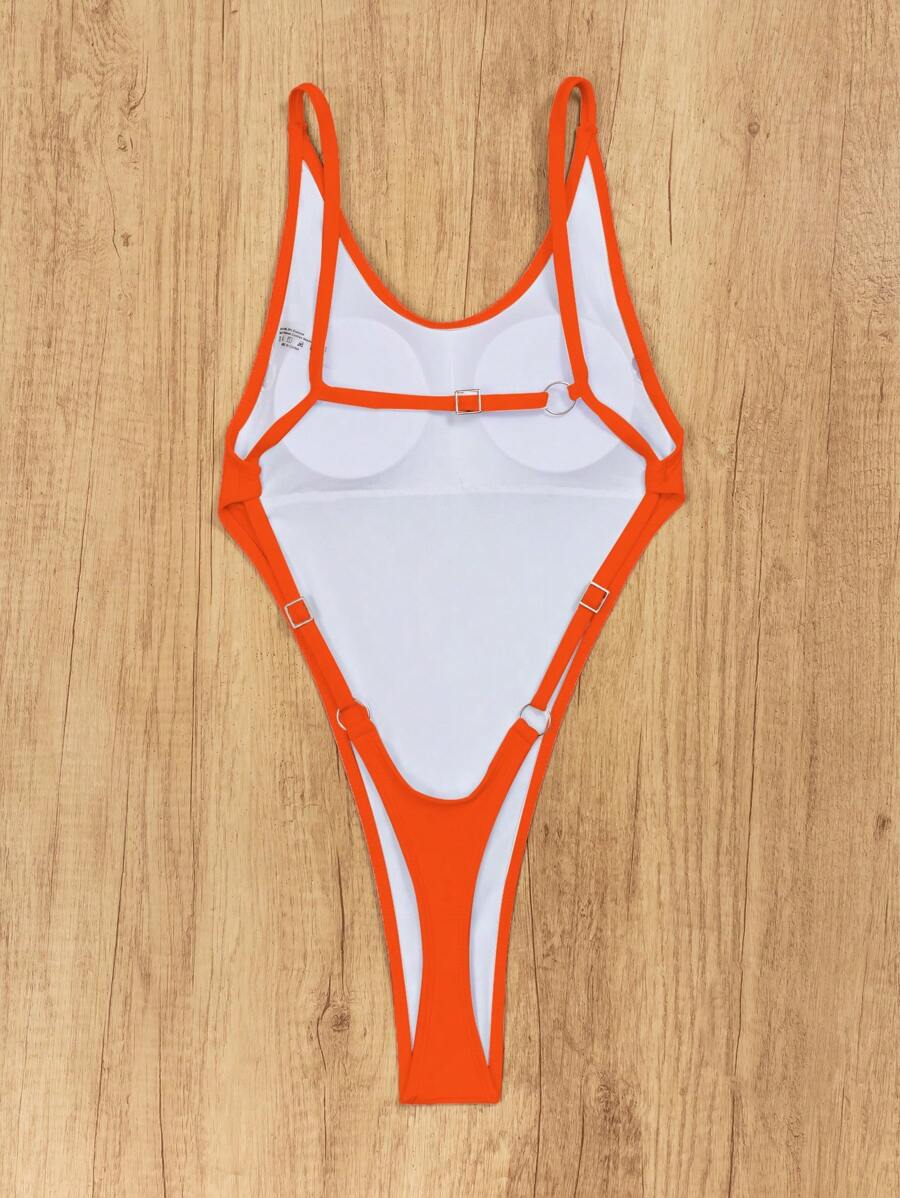 Swim SXY 1pc Women's Solid Color Halter Neck Fitted Casual & Fashionable Top For Everyday Wear Summer - Orange - View 1
