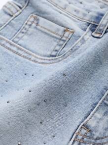 DAZY Women's Casual Rhinestone Embellished Super Short Fitted Denim Shorts Sequin