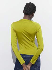 Maija Women's Elegant Urban Chic Party Casual Metal Buckle Long Sleeve Top,Going Out Tops Women - Olive Green - View 4