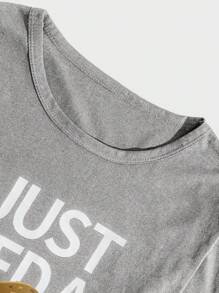 RueChic 棉质男士字母印花常规长袖 T 恤家居服套装 - 灰色 - 查看 3