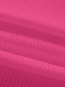 Slaydiva Basic Casual White Racerback Tank Top With Deep U-Neck - Hot Pink - View 3