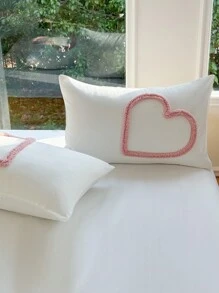 2/3PCS White Plush LOVE Letter Pattern Polyester Duvet Cover Set, Minimalist Modern Style Suitable For All Seasons Wedding Valentine's Day (1 Duvet Cover + 1/2 Pillow Covers) - White - View 7