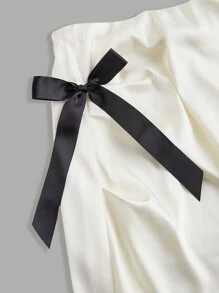 SHEIN MOD Conjunto de chaleco y falda casual elegante con decoración de lazo, vestido de San Valentín, conjunto de San Valentín, ropa de primavera, ropa de verano