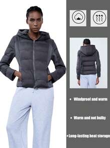 Lumivelle Women's Outdoor Casual Slim Fit Short Lightweight Hooded Padded Padded Coat Clothes Winter