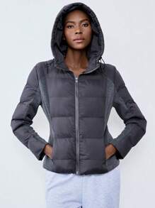 Lumivelle Women's Outdoor Casual Slim Fit Short Lightweight Hooded Padded Padded Coat Clothes Winter