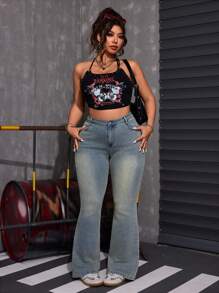 SHEIN ICON Plus Size Casual Denim Jeans, Simple & Fashionable For Daily Wear