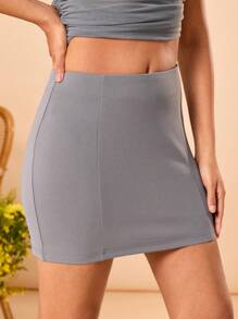 Neda Designer Grey Solid Fitted Versatile Pencil Skirt, For Commuting, Casual Office Wear, Festival