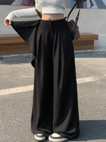 DAZY 女士休闲宽松阔腿裤秋冬 - 黑色 - 查看 7