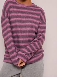 MUSERA Oversized Crew Neck Striped Jumper Spring Casual Y2k 90's Stripe Airport Outfits Holiday Graphic Oversized Sweater Fall Back To School