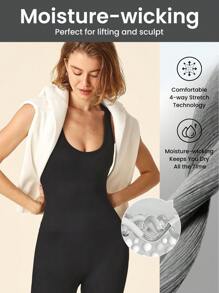 Lifespree Mono de yoga minimalista sin costuras, de unicolor, con tirantes anchos y alta elasticidad, para mujeres