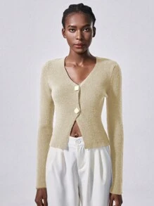 Chiquease Women's Elegant Knitted Long Sleeve Cardigan Sweater, Waist Cinched, Versatile, Autumn/Winter