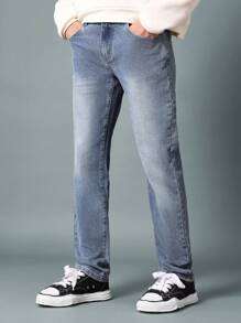 SUMWON Slim Fit Mid Wash Jean