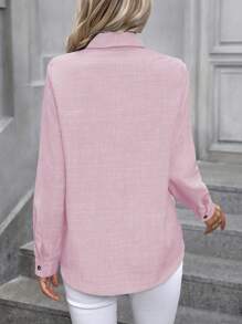 EMERY ROSE Camisa casual de manga larga de unicolor para mujer, otoño