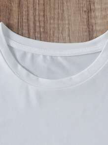 INAWLY Camiseta corta de mujer de cuello redondo, con diseño gráfico impreso, casual y de moda para uso diario - Blanco - Ver 3
