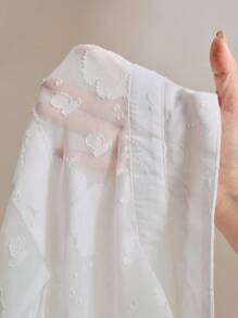 Anewsta Blusa transparente de mujer con cuello polo, manga larga y tela jacquard, con escote con tachuelas