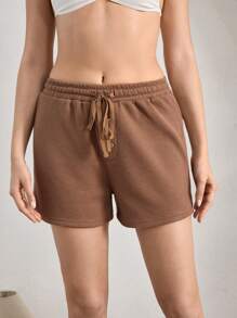 Ocili Ocili Effen kleur dames casual shorts met trekkoord taille, loungewear