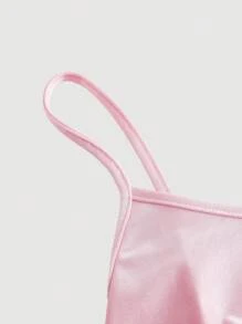 SHEIN MOD Ruched Waist Flared Hem Spaghetti Strap Dress,Pastel Dresses For Women - Baby Pink - View 3