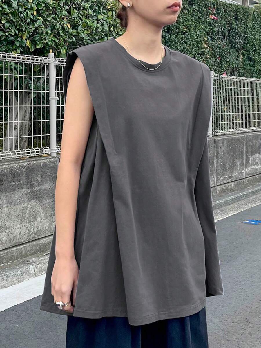 FRIFUL Camiseta de mujer de unicolor con cuello redondo, casual y holgada de manga tipo murciélago