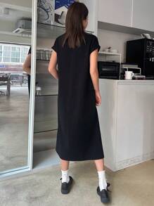 DAZY Women Bow Print T-Shirt Midi Dress Sundress,Casual Women Dresses