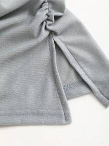 Sweetra 女士性感抹胸褶皱短款上衣，修身且修身 - 灰色 - 查看 5