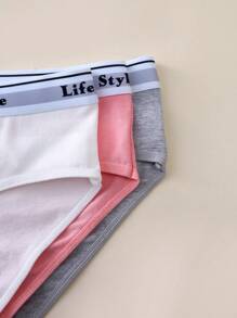 3pcs Set Sportswear Comfortable Minimalist Cotton Bra, For Teens Girls - Multicolor - View 4
