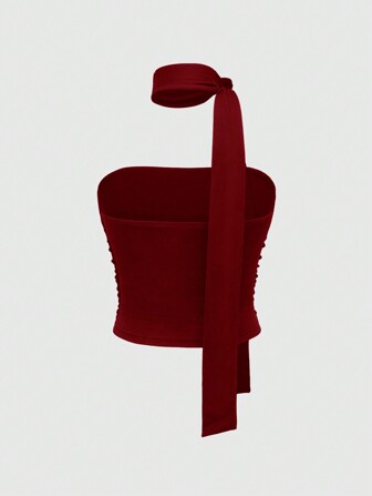 ROMWE Grunge Punk Top tubo recortado con pliegues y estampado de leopardo en estilo Y2K para mujeres