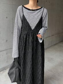 FRIFUL Women Casual Minimalist Sleeveless Spaghetti Strap Dress For Daily Wear