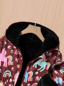 Tween Girl' 前拉链长袖休闲连帽夹克 - 紅色 - 查看 3