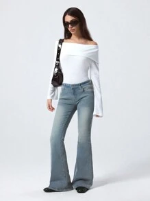 LYSMO Women's Front Button Pocket Plain Casual Denim Jeans, Daily Wear