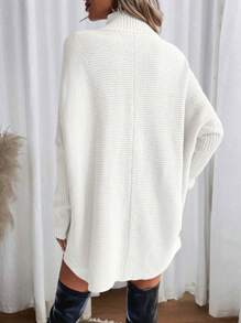 EMERY ROSE Turtleneck Batwing Sleeve Sweater,Long Sleeve Tops Knit Pullover Fall Winter Sweater - White - View 2