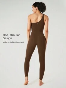 GLOWMODE 24" FeatherFit™ Asymmetrical Neck Tummy Control Shapewear Sports Jumpsuit Low Impact Yoga Daily Summer