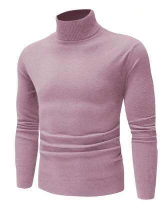 Manfinity Basics Men's Solid Color Knit Sweater, Minimalist Casual Style For Daily Wear