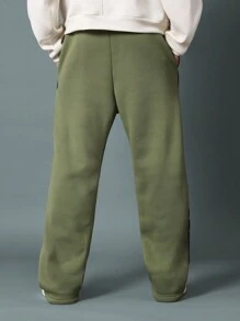 SUMWON Athletic Track Bottom Wide Leg Jogger Sweatpants Striped Side Panel Sport Lounge Pants For Workouts Gym Athleisure Training Running - Green - View 6