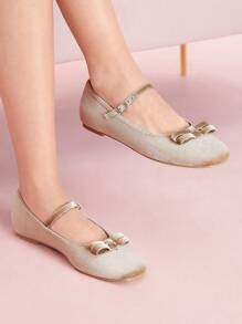 CUCCOO DOLLMOD Aprikot koreanisches Plüschmaterial Damen Mode bequeme Quadratische Zehenform Ballerinas Valentinstag