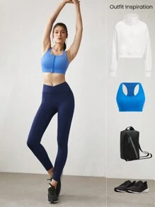 GLOWMODE 24" FeatherFit™-Sculpt Crossover Hold Up Pocket Leggings Yoga Workout Gym