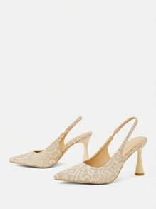 CUCCOO HITCHD Women's Elegant Gold Lace Back Strap High Heel Pumps, Suitable For New Year, Valentine's Day, Bride, Party, Wedding, Dates, Vacation Spring Shoes Spring Break Easter Prom Heels