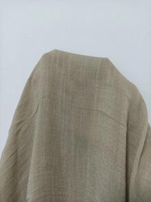 Swim Vcay Áo choàng đơn sắc cài nút phía trước tay dài thường ngày mùa hè cho nữ - Màu Khaki - Xem 8