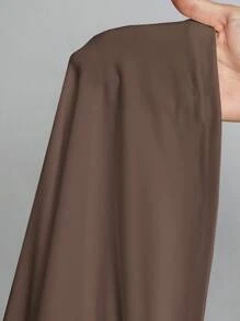 SHEIN Tall Top blanco de cuello alto, delgado y de unicolor simple, adecuado para otoño e invierno - Marrón Chocolate - Ver 7
