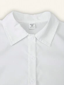 SHEIN 3-Piece Set: Boys Academy Style Collared Shirt, Academy Style Casual Shorts, Embroidered Academy Style Knit Cardigan With Necktie - Navy Blue - View 4