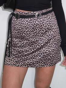 DAZY Women Leopard Print Elastic Bodycon Mini Skirt, All Season