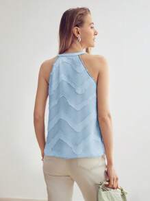 MOTF PREMIUM BUTTON DETAIL TEXTURED HALTER TOP - Baby Blue - View 6