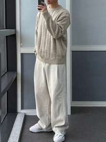 DAZY Men's Plain Knitted Sweater, Simple Fashion Casual Everyday Fall,Winter - Grey - View 2