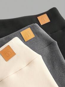 SHEIN EZwear 3pcs Women Solid Color Thermal Lined Leggings, Autumn/Winter