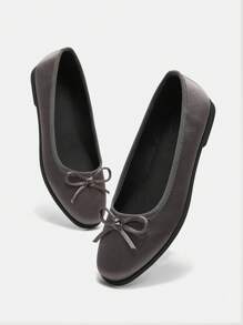 CUCCOO BIZCHIC Women Casual Versatile Minimalist Bow Decor Flat Loafers Valentine's Day - Grey - View 9