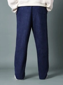 SUMWON Winter Cozy Drop Crotch Sweatpants Straight Leg Jogger Pants With Side Pockets Athletic Leisure Sports Loungewear Fitness Workout Bottoms - Blue - View 5