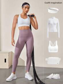 GLOWMODE FeatherFit™-Sculpt Snatch It Bauchkontroll-Taschen-Leggings mit weichem Silikonbund, mittlere Dämpfung für Jogging, Fitness, Radfahren