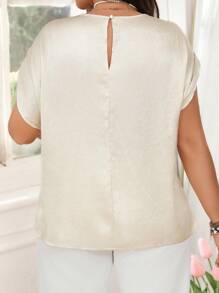 SHEIN Clasi Chemise blanche à manches courtes élégante, col torsadé, grande taille, pour le printemps/été. Robe de soirée longue élégante, mode élégante pour la Saint-Valentin - Blanc - Voir 2