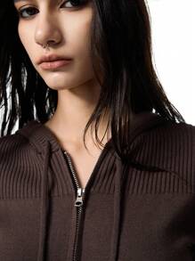 LYSMO Women Solid Color Long Sleeve Zip Front Hoodie Cardigan, For Ramadan